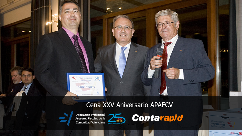 APAFCV entrega un diploma a Contarapid La Asociación Profesional de Asesores Fiscales de la Comunidad Valenciana entrega un diploma a Contarapid